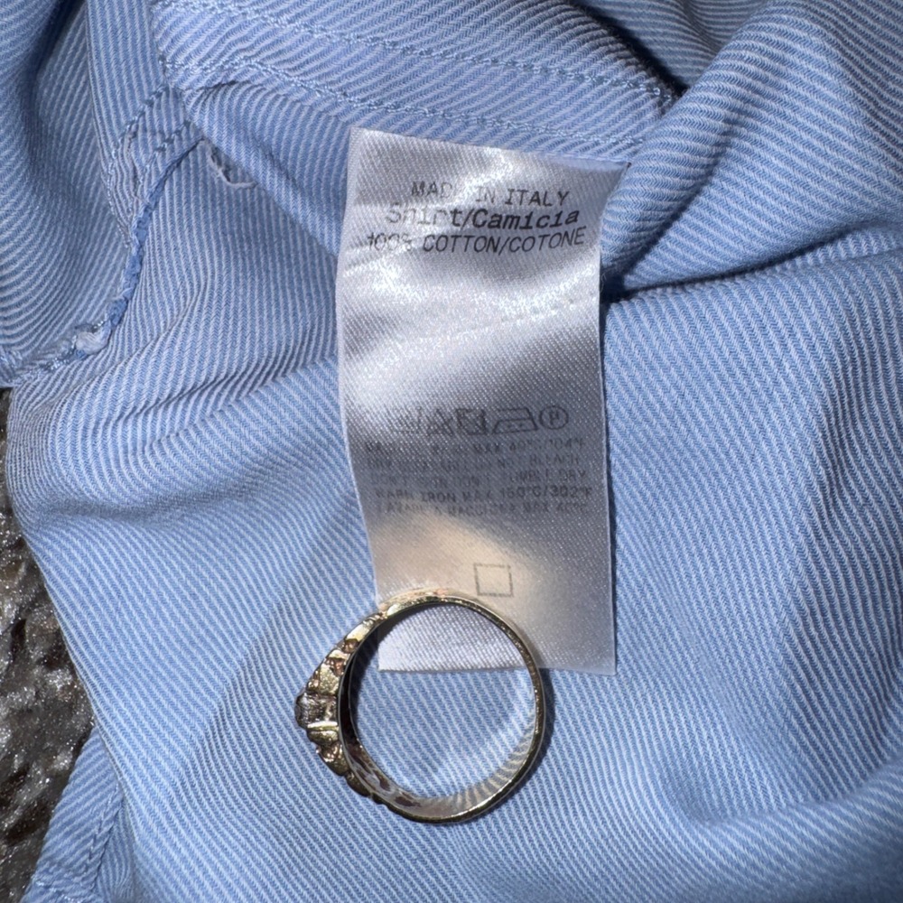 Ermenegildo Zegna Mens XL Blue Cotton Twill Button Down Shirt Made in Italy - Picture 6 of 7